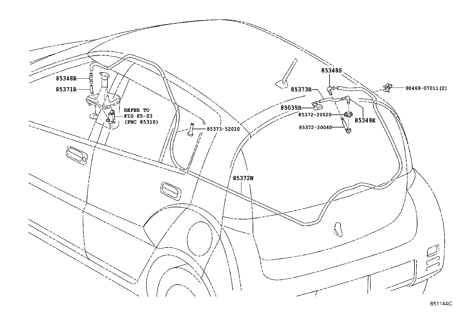 85391-52060 NOZZLE SUB-ASSY, REAR WASHER product image