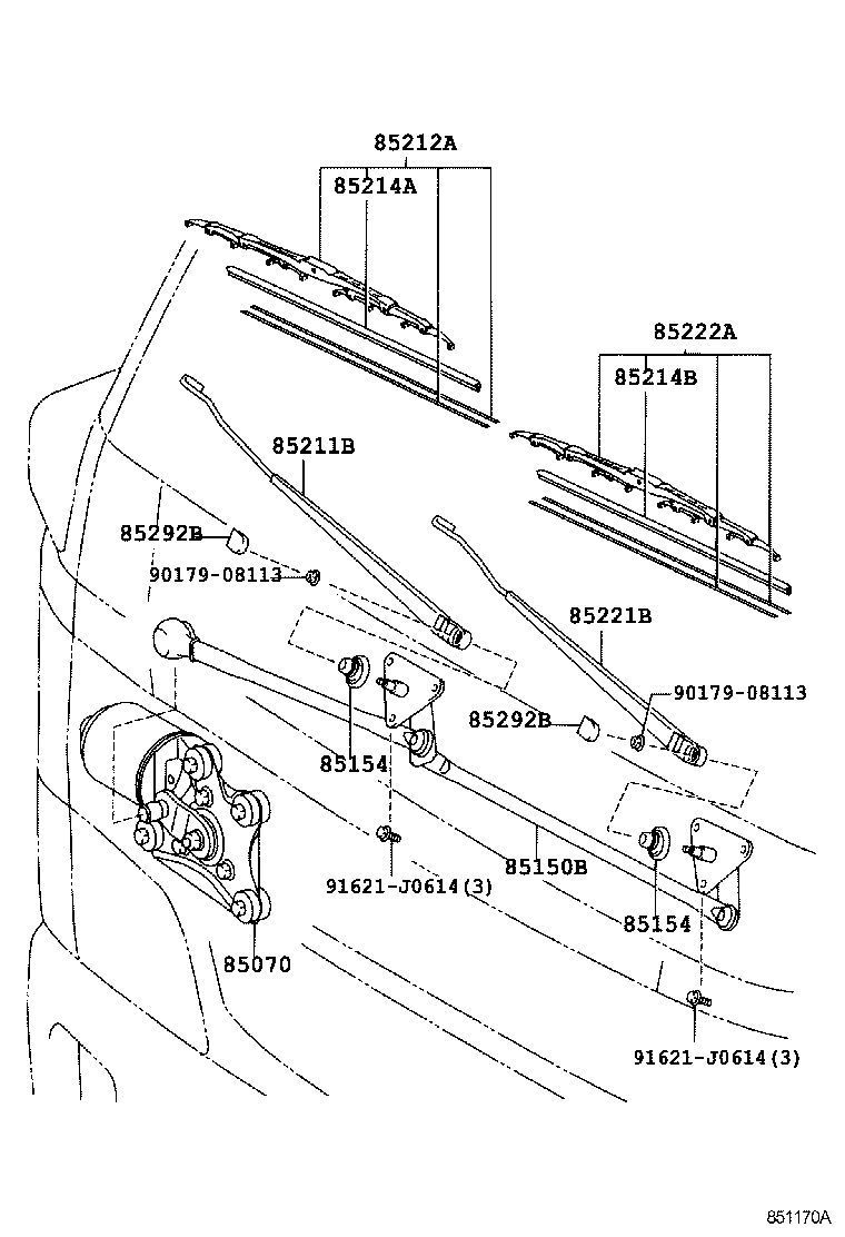 85070-0W030 MOTOR & BRACKET ASSY, FRONT WIPER product image