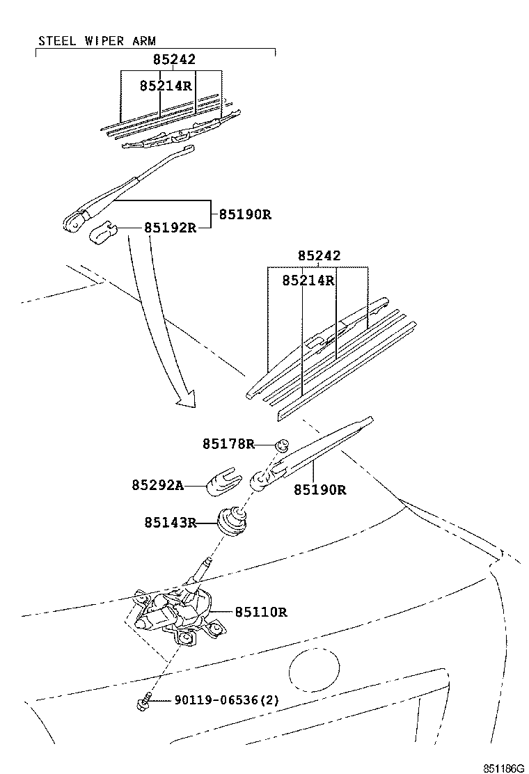 85143-05050 GROMMET, REAR WIPER MOTOR product image