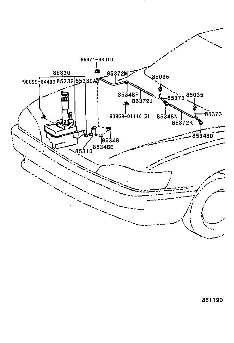 85385-33040-B0 NOZZLE SUB-ASSY, WASHER product image