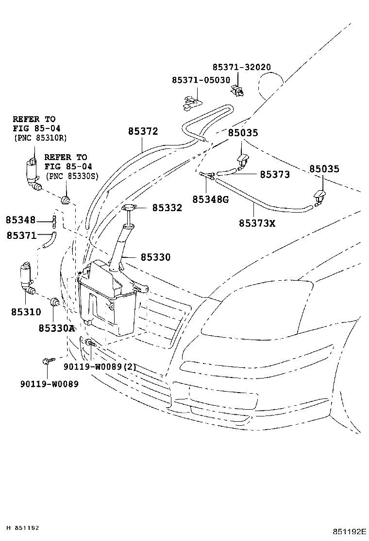 85381-05041 NOZZLE SUB-ASSY, WASHER product image