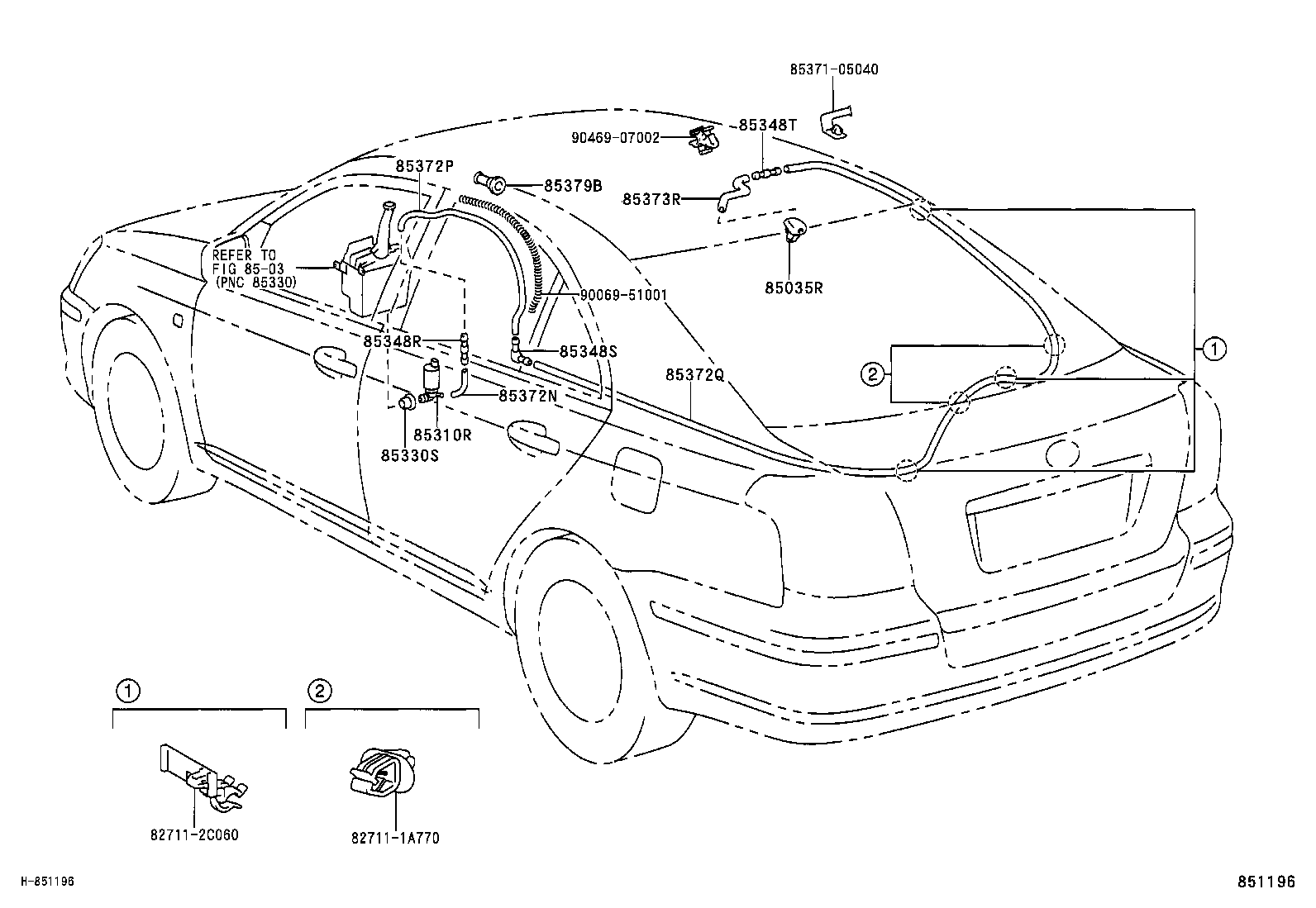 85391-05040 NOZZLE SUB-ASSY, REAR WASHER product image