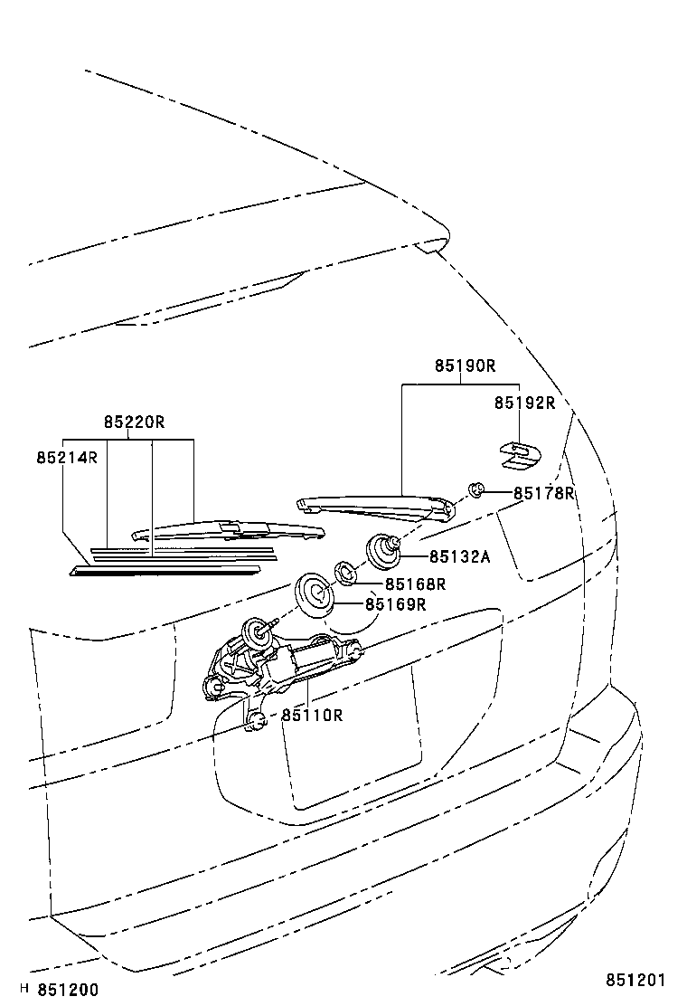 85241-48040 ARM ASSY, REAR WIPER product image