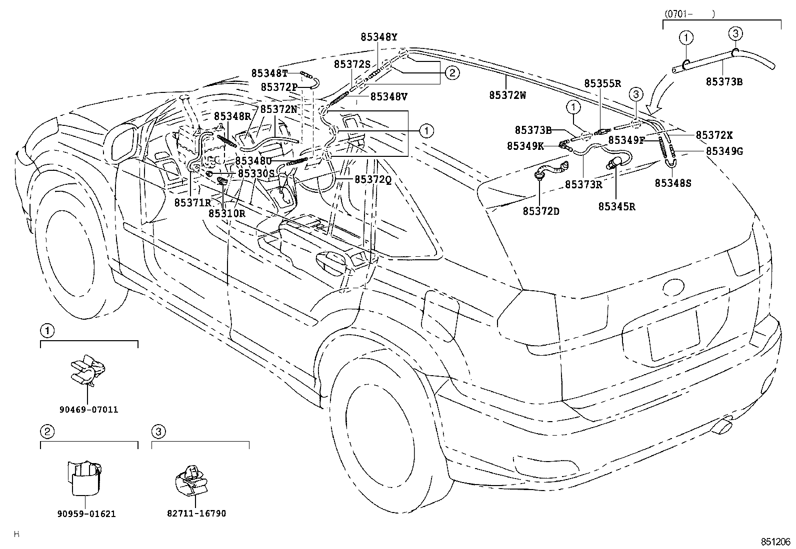 Toyota 90099-33690 HOSE, REAR WASHER (FROM JOINT TO JOINT), NO.1