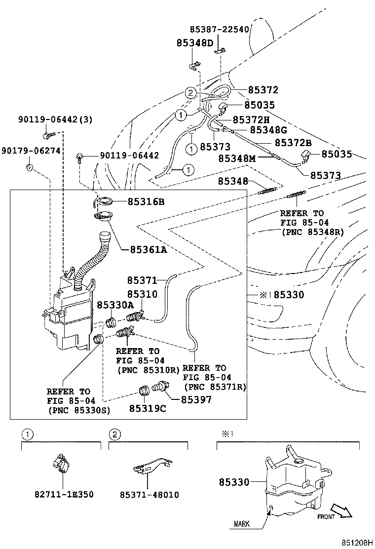 85337-48060 BRACKET, WINDSHIELD WASHER, NO.1 product image
