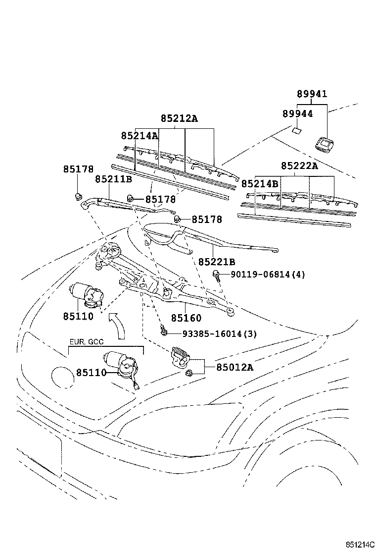 85110-48150 MOTOR ASSY, WINDSHIELD WIPER product image