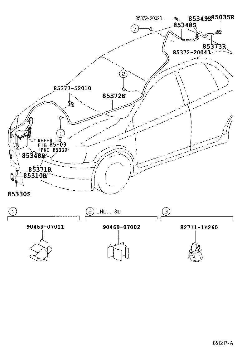 Toyota 90069-16010 HOSE, REAR WASHER (FROM JOINT TO NOZZLE)