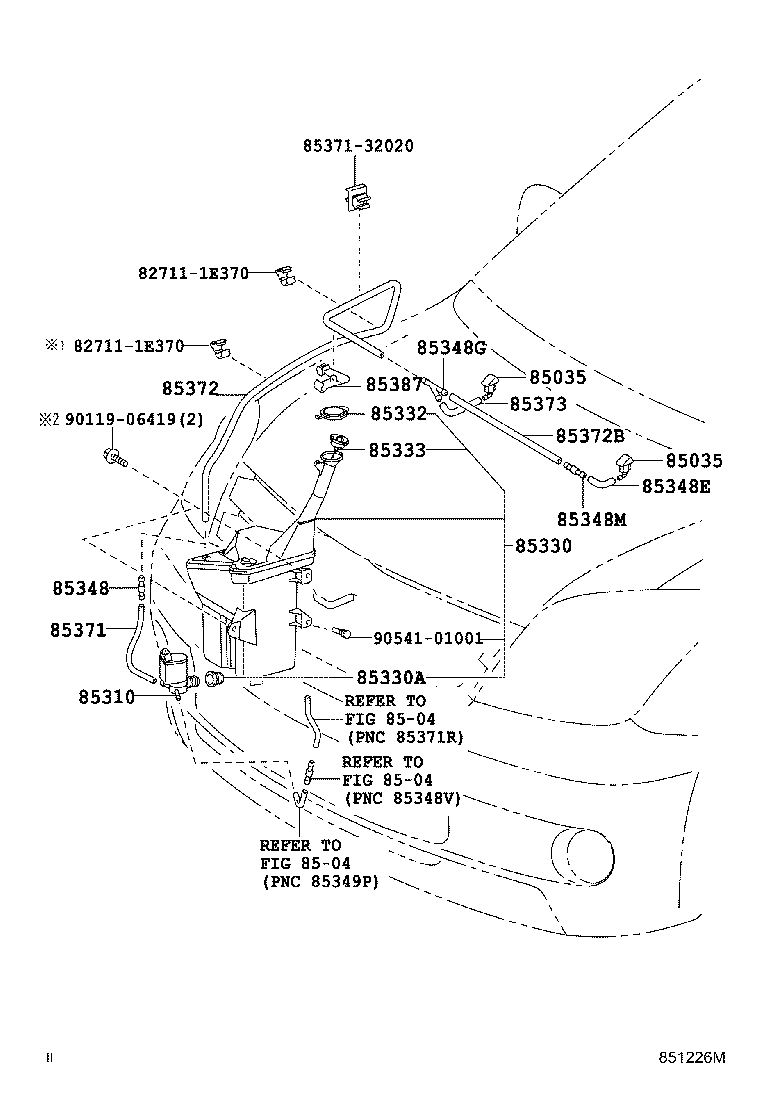 Toyota 90099-62022 HOSE, WINDSHIELD WASHER (FROM JOINT TO JOINT), NO.1