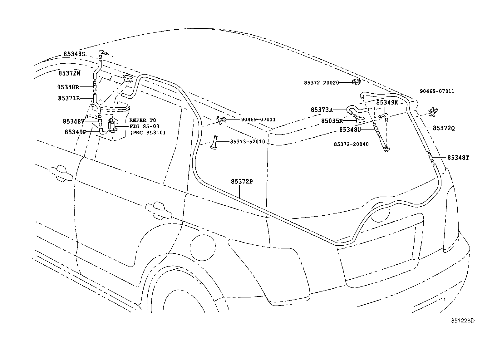 Toyota 90099-33289 HOSE, REAR WASHER (FROM JOINT TO JOINT), NO.1