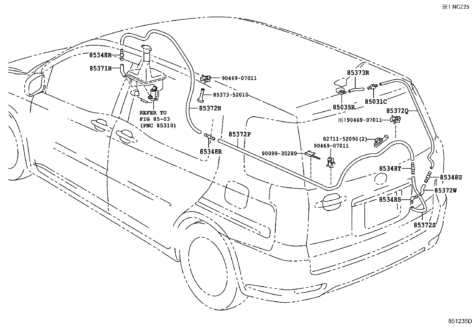 85391-46010 NOZZLE SUB-ASSY, REAR WASHER product image