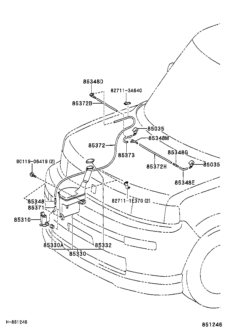 85381-52070 NOZZLE SUB-ASSY, WASHER product image