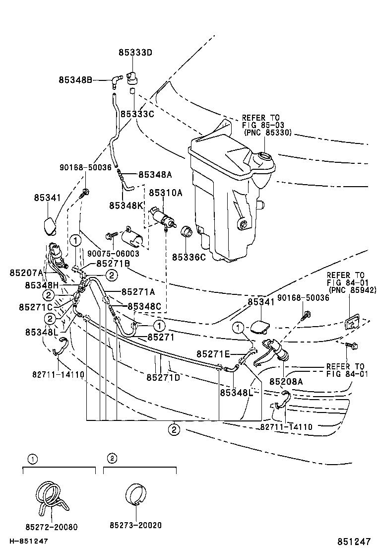 85044-28010 NOZZLE SUB-ASSY, TYPE1 H/LAMP WASHER, RH product image