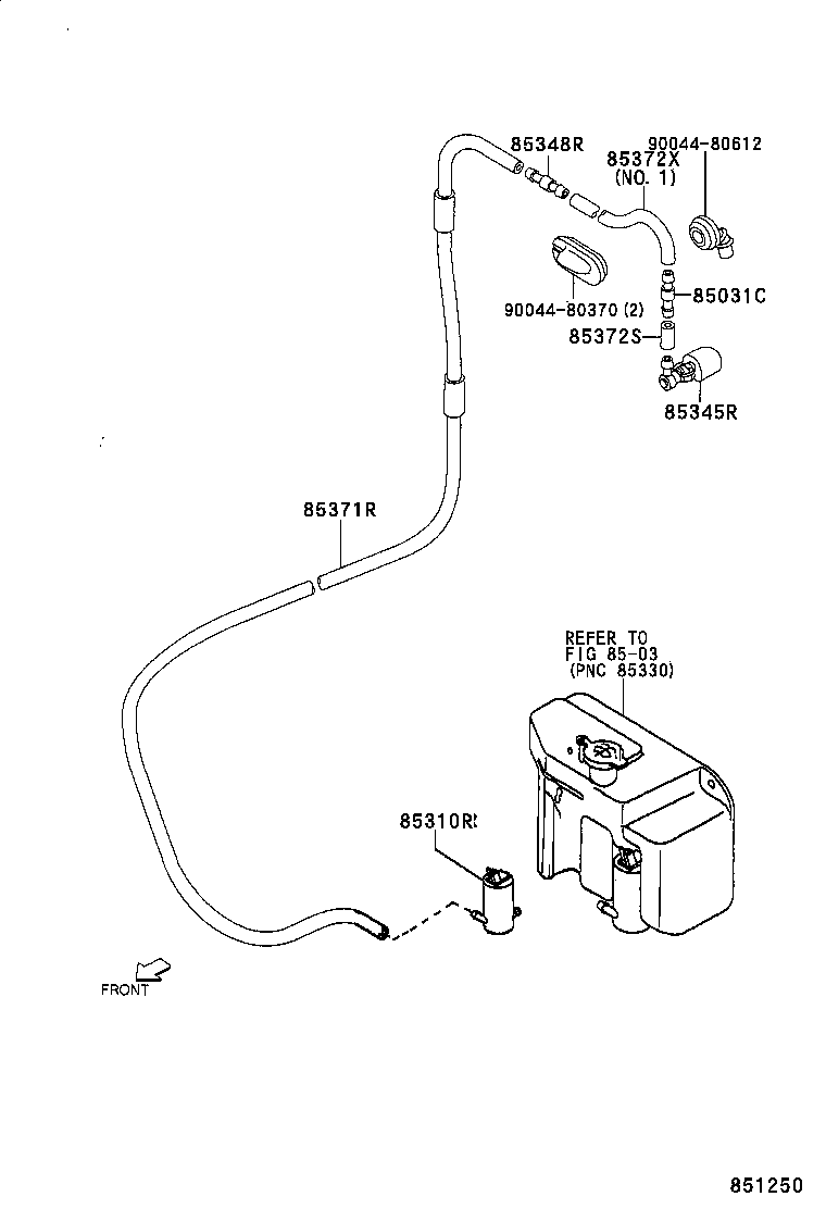 85343-97501 HOSE, REAR WASHER (FROM MOTOR TO JOINT) product image