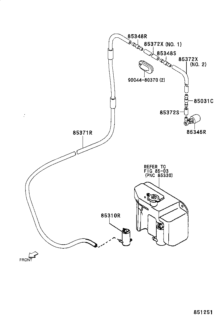 85343-97501 HOSE, REAR WASHER (FROM MOTOR TO JOINT) product image