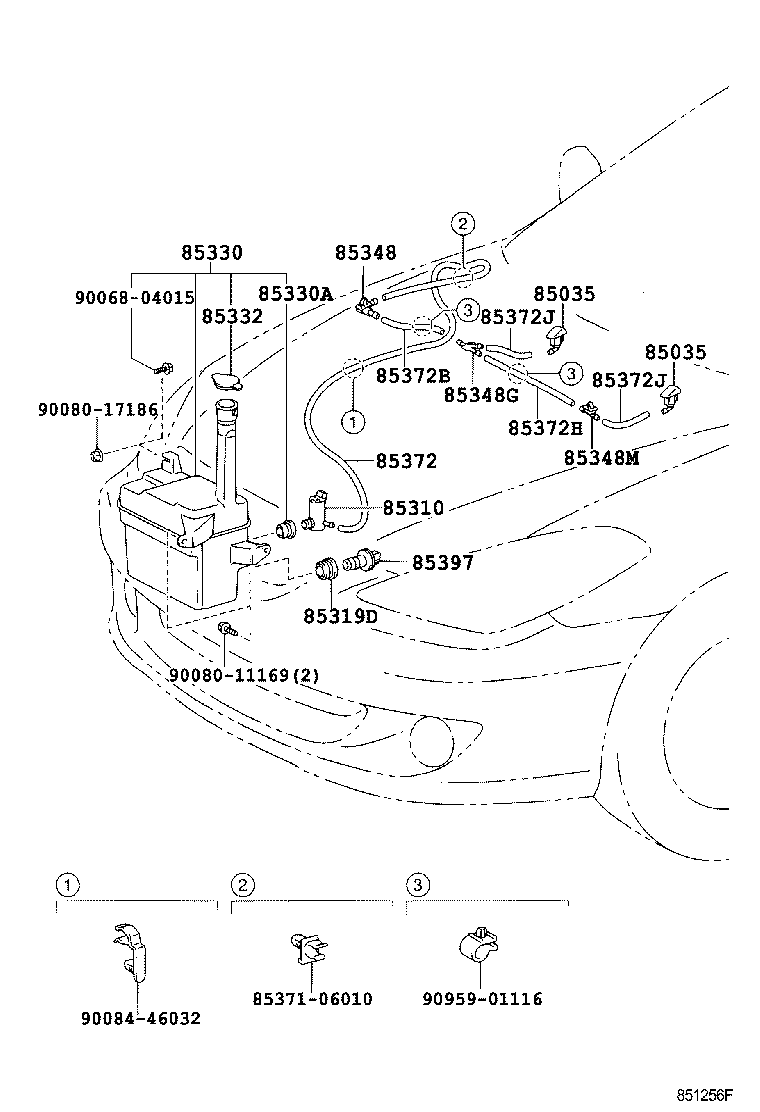 Toyota 85374-AA070 HOSE, WINDSHIELD WASHER (FROM JOINT TO JOINT), NO.1