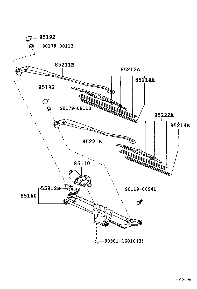 Toyota 85110-52140 MOTOR ASSY, WINDSHIELD WIPER