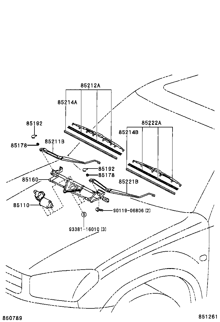 85110-42100 MOTOR ASSY, WINDSHIELD WIPER product image