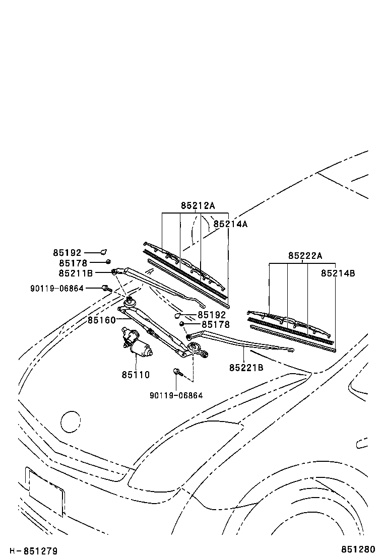 85211-47080 ARM, FRONT WIPER, RH product image