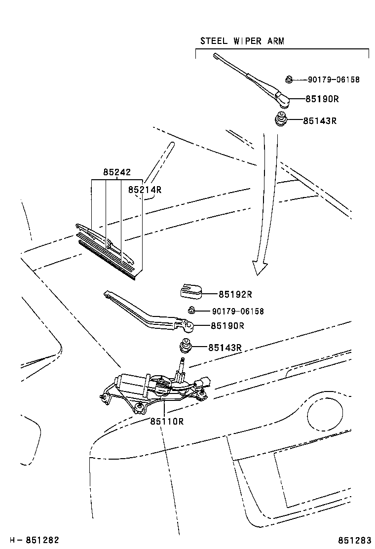 85241-47010 ARM ASSY, REAR WIPER product image