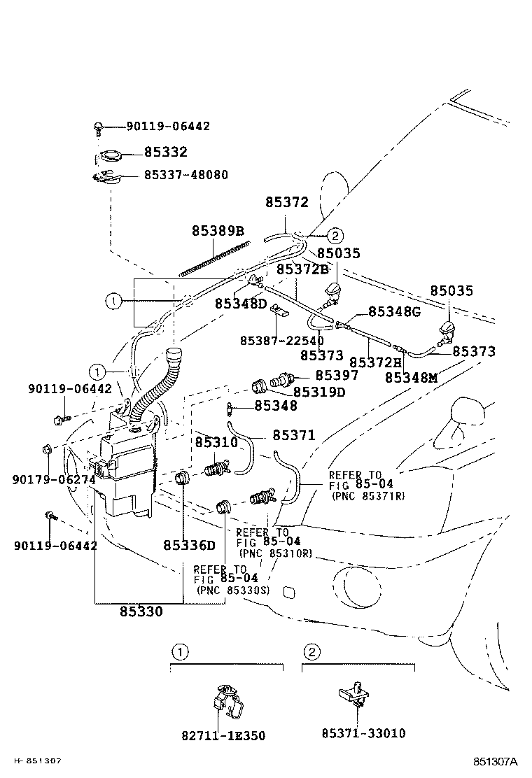 Toyota 85381-48050 NOZZLE SUB-ASSY, WASHER