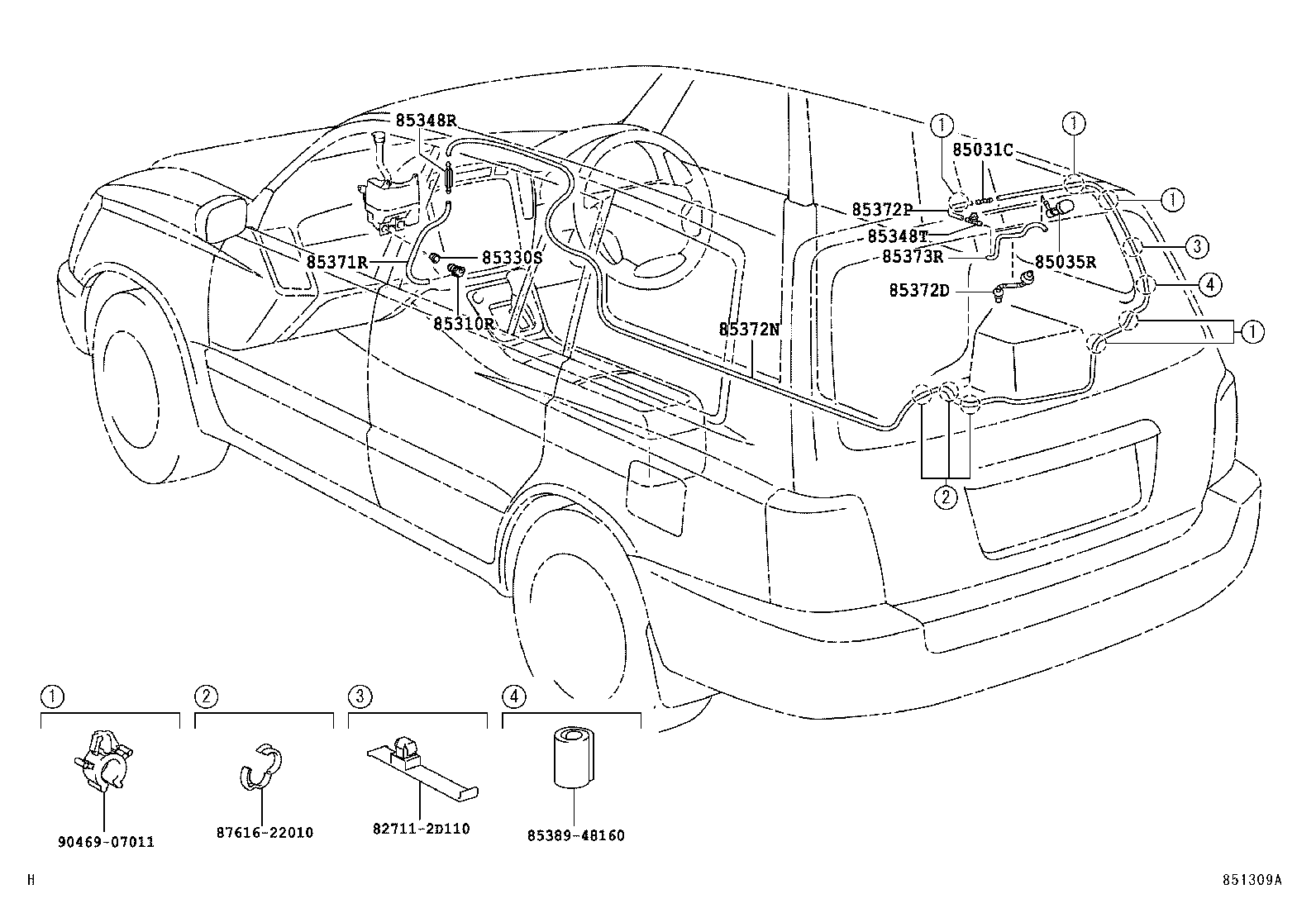 90099-59340 HOSE, REAR WASHER (FROM JOINT TO JOINT), NO.1 product image