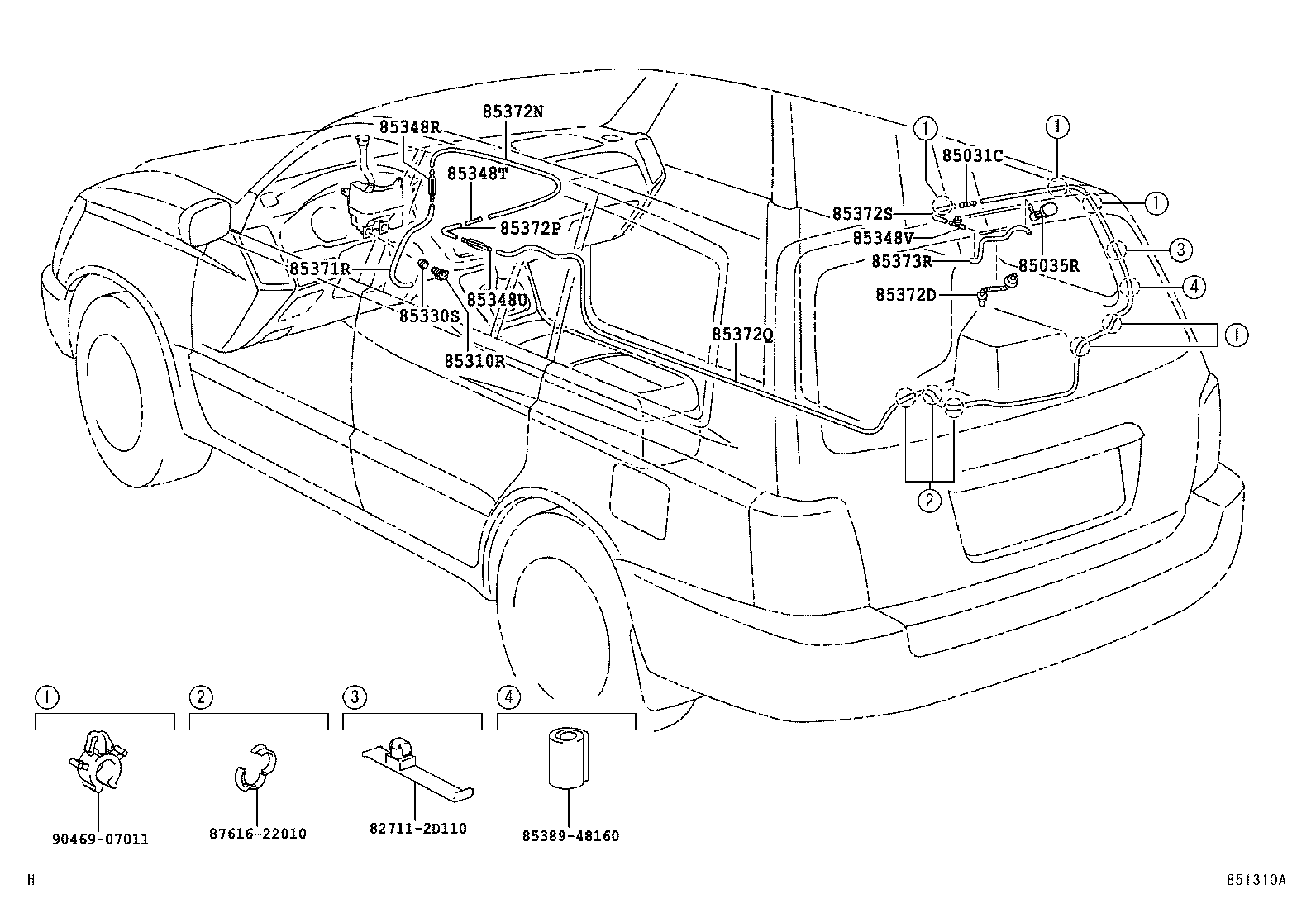 Toyota 90099-59227 HOSE, REAR WASHER (FROM MOTOR TO JOINT)