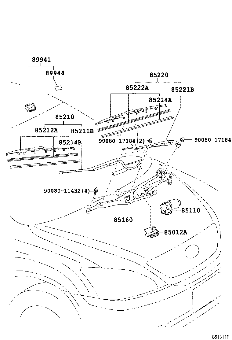 Toyota 85150-0E010 LINK ASSY, WINDSHIELD WIPER
