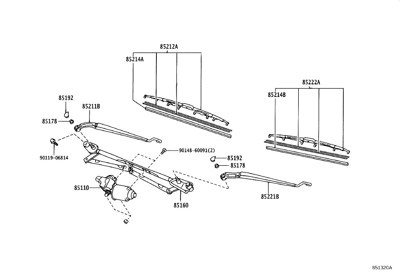 85110-48060 MOTOR ASSY, WINDSHIELD WIPER product image