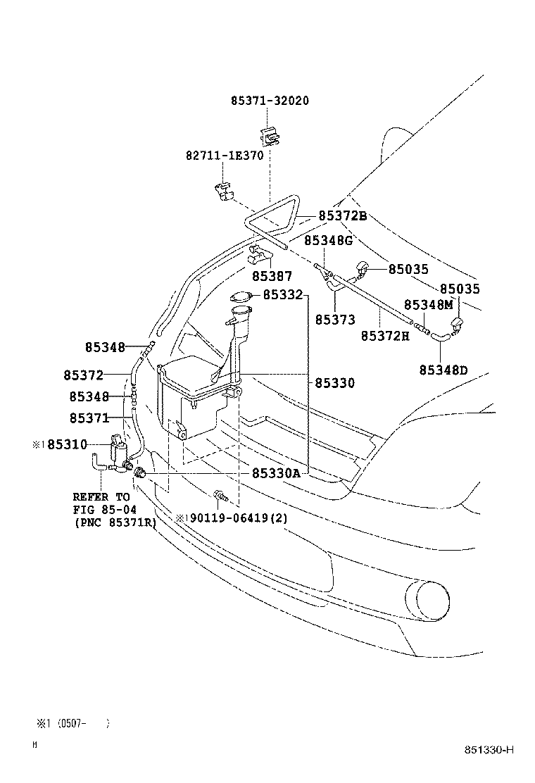 85381-52240 NOZZLE SUB-ASSY, WASHER product image