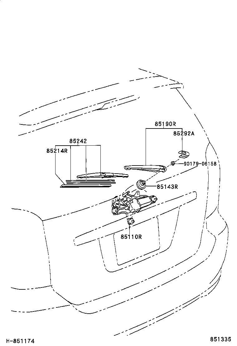 85130-68010 MOTOR ASSY, REAR WIPER product image