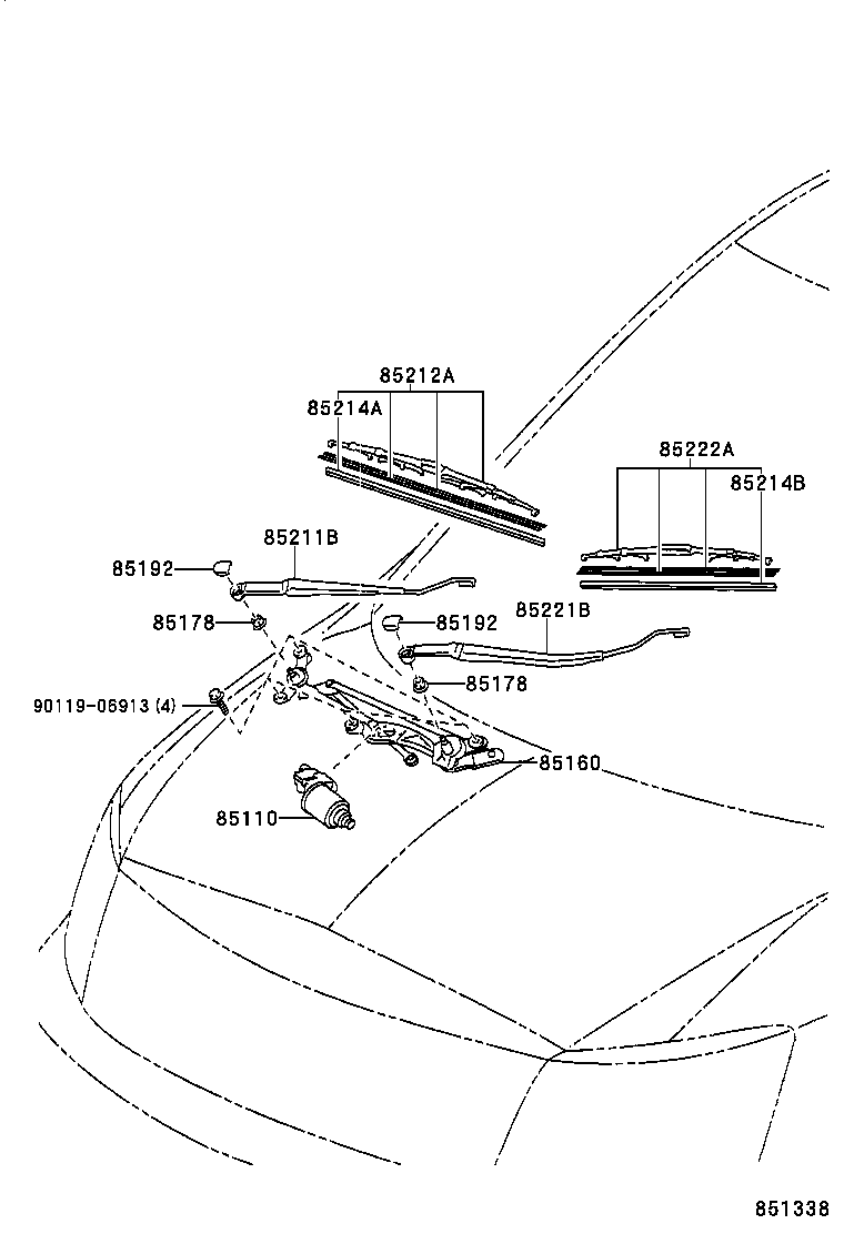 85110-58010 MOTOR ASSY, WINDSHIELD WIPER product image