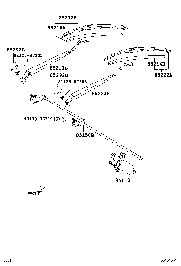 Toyota 85110-BZ010 MOTOR ASSY, WINDSHIELD WIPER