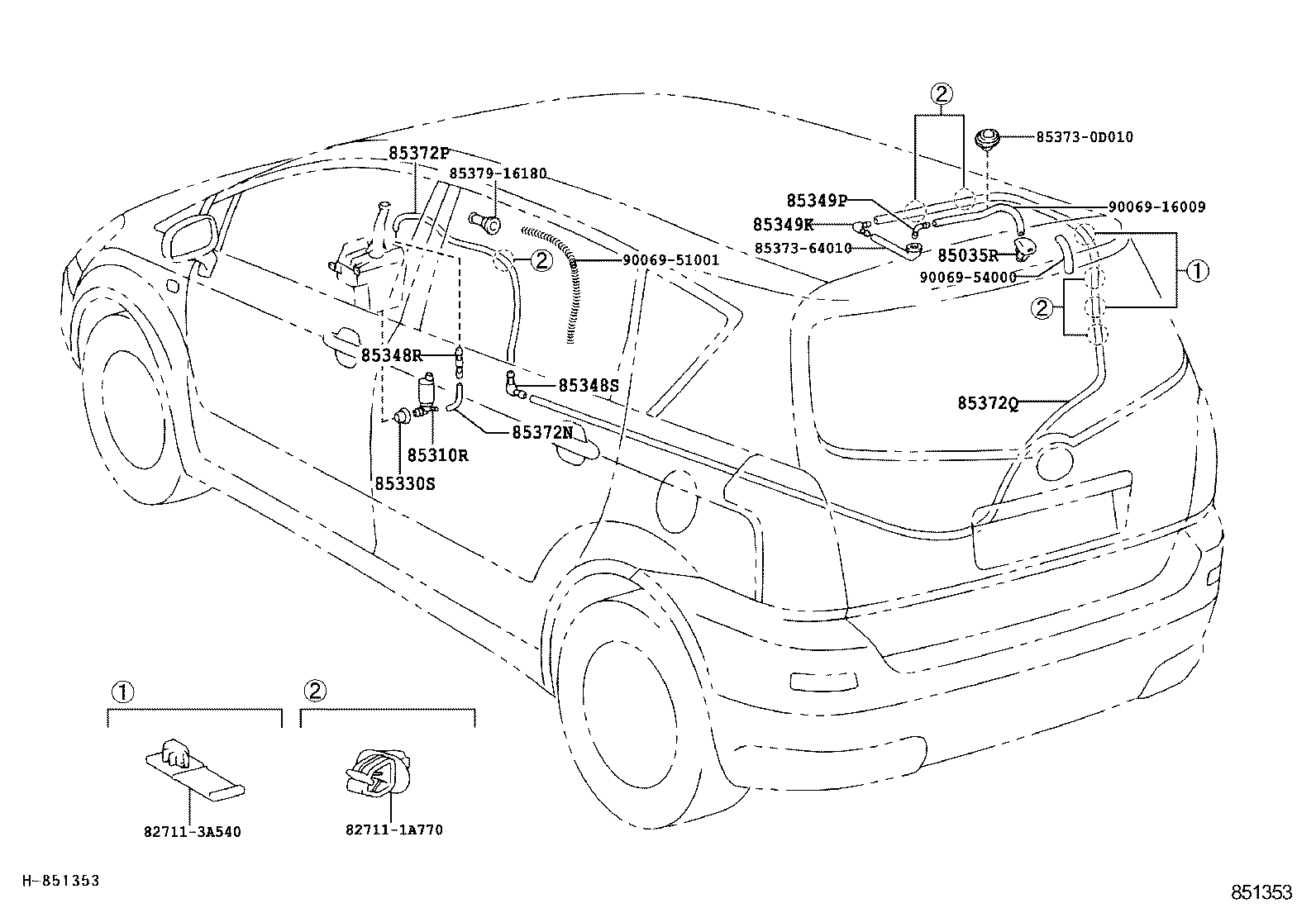 85391-0F010 NOZZLE SUB-ASSY, REAR WASHER product image