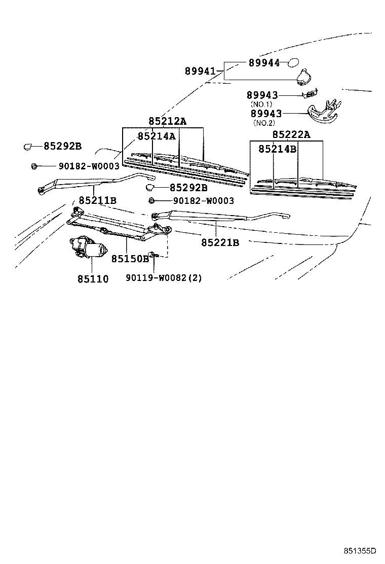 85211-0F020 ARM, FRONT WIPER, RH product image
