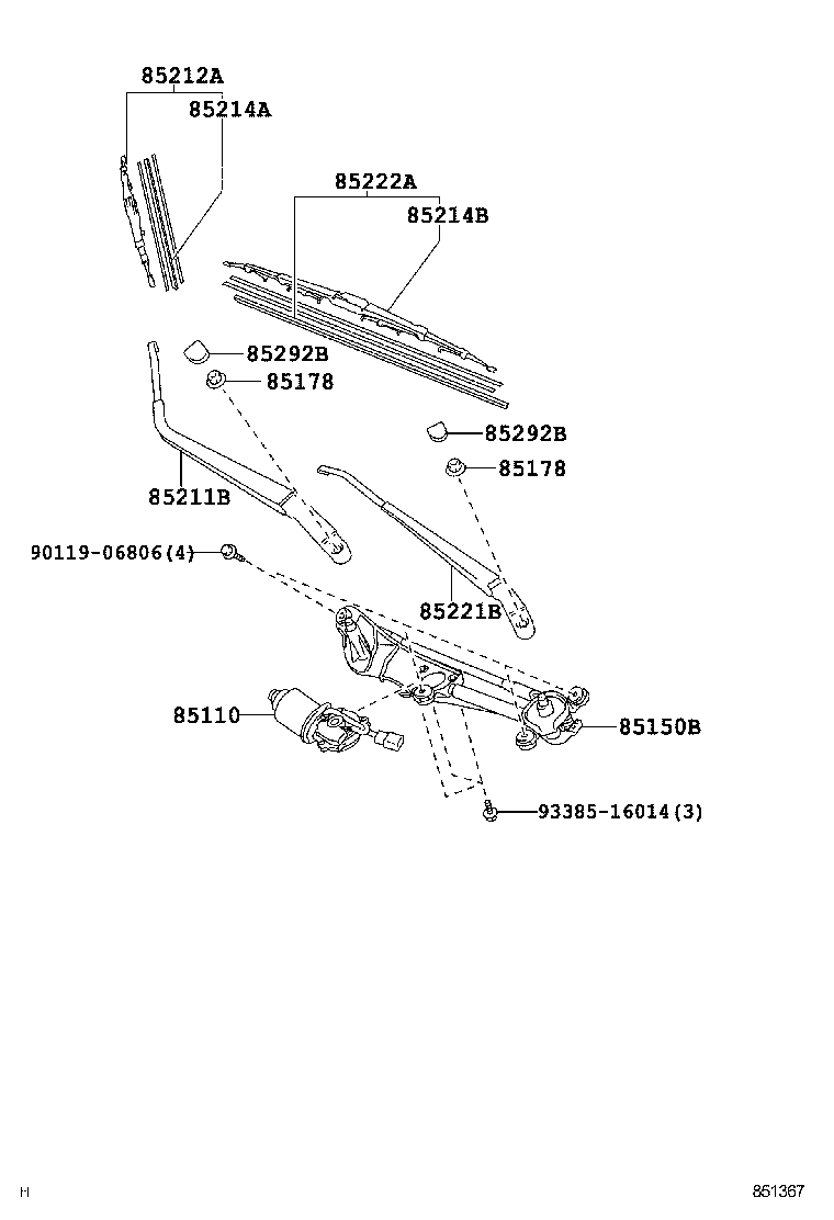Toyota 85110-21080 MOTOR ASSY, WINDSHIELD WIPER