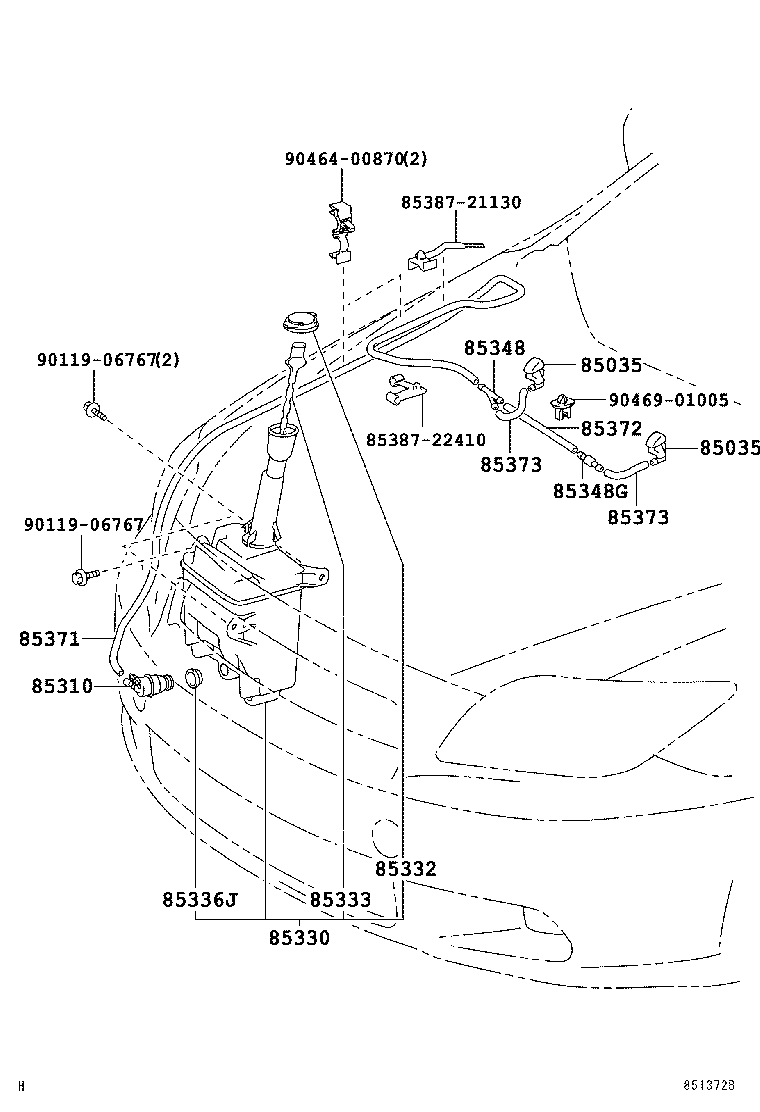 Toyota 85315-21020 JAR ASSY, WINDSHIELD WASHER