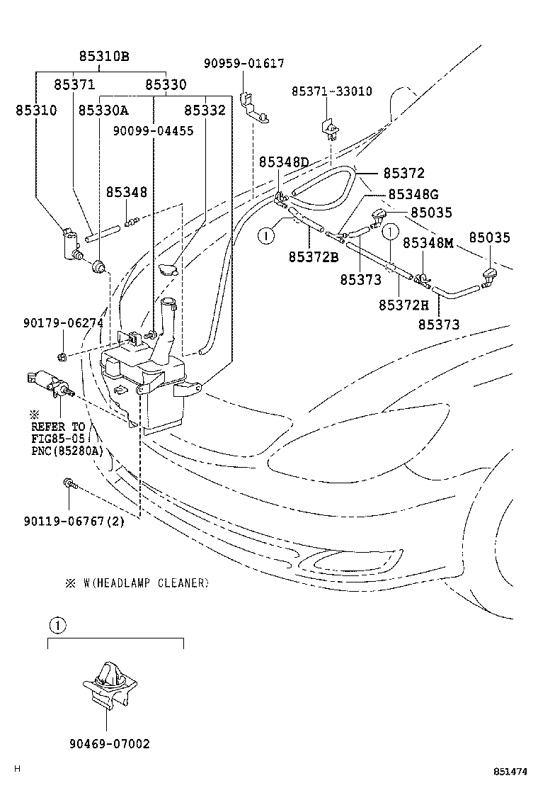 85355-33080 MOTOR & PUMP ASSY, WINDSHIELD WASHER product image