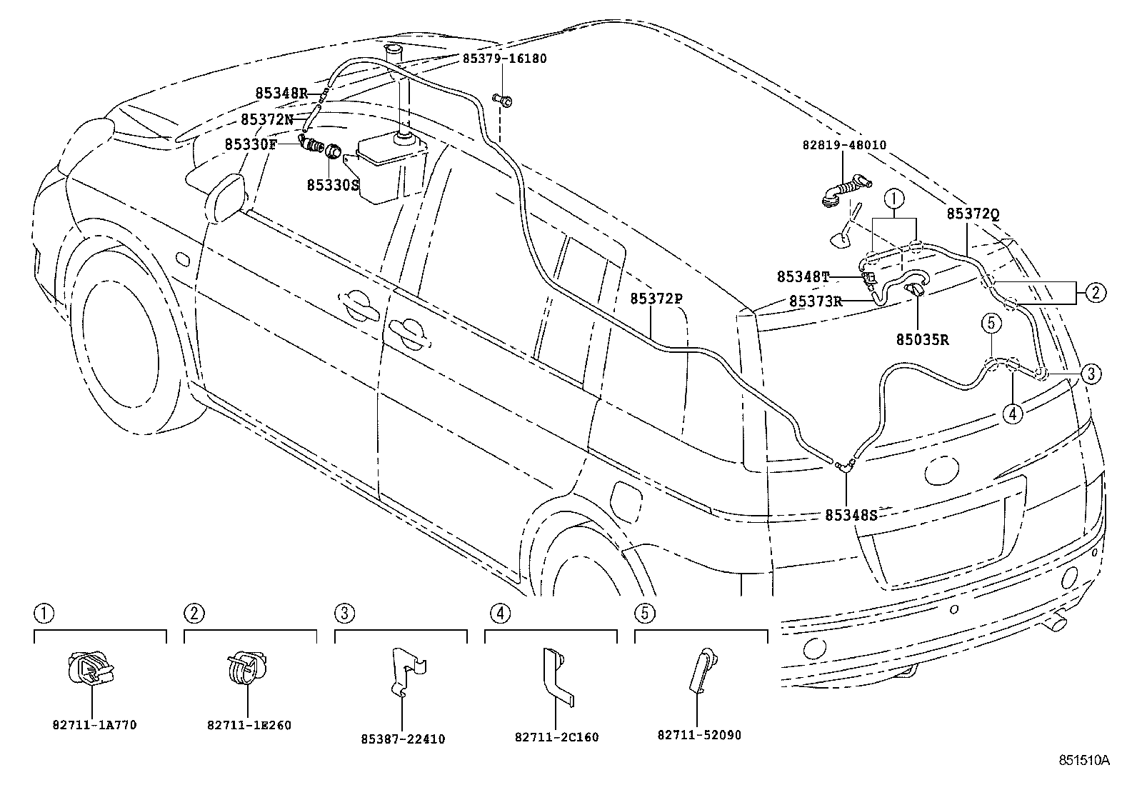 85391-44040 NOZZLE SUB-ASSY, REAR WASHER product image