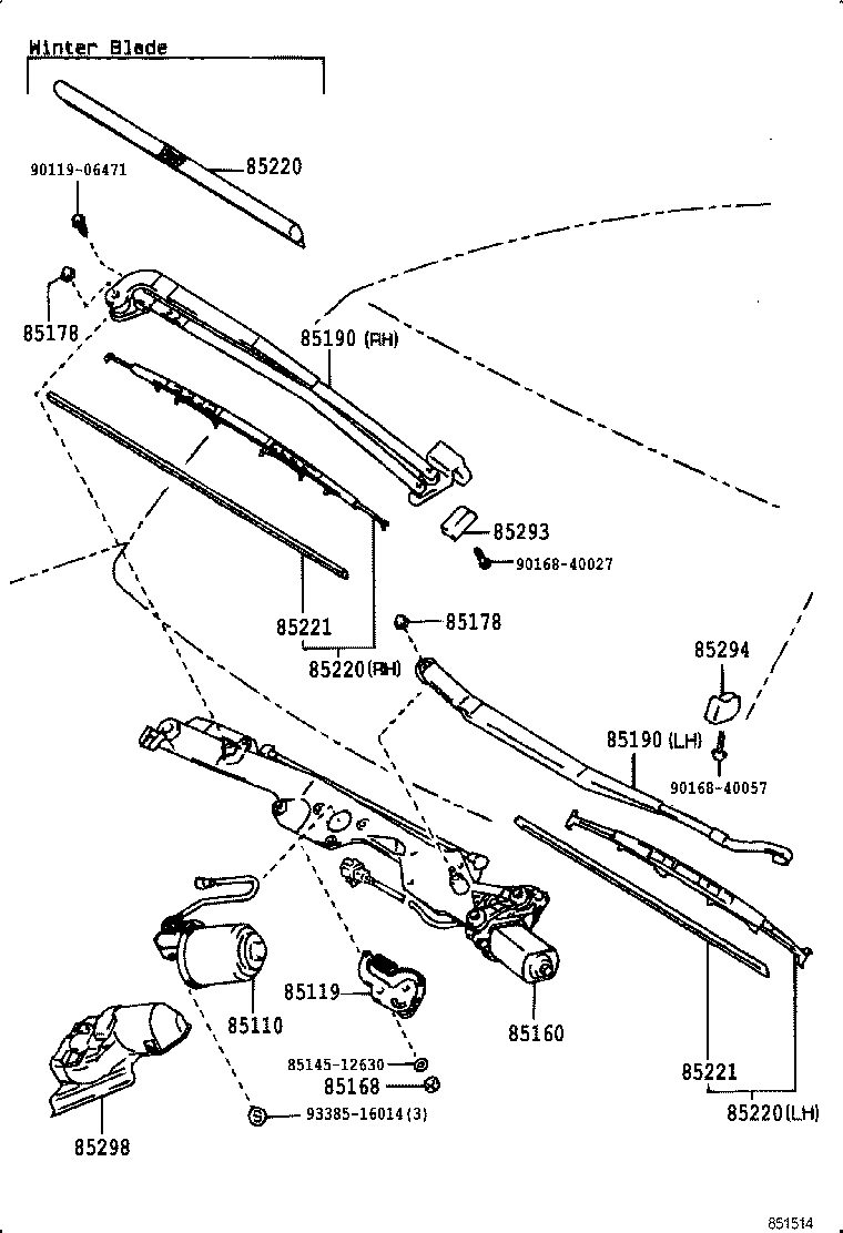 85291-50040 BLADE ASSY, WINDSHIELD WIPER product image
