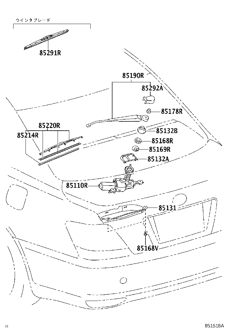 85241-22040 ARM ASSY, REAR WIPER product image