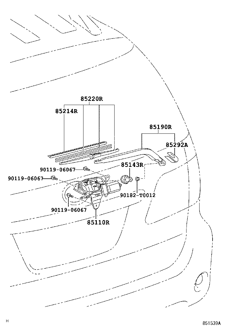 85130-0K010 MOTOR ASSY, REAR WIPER product image