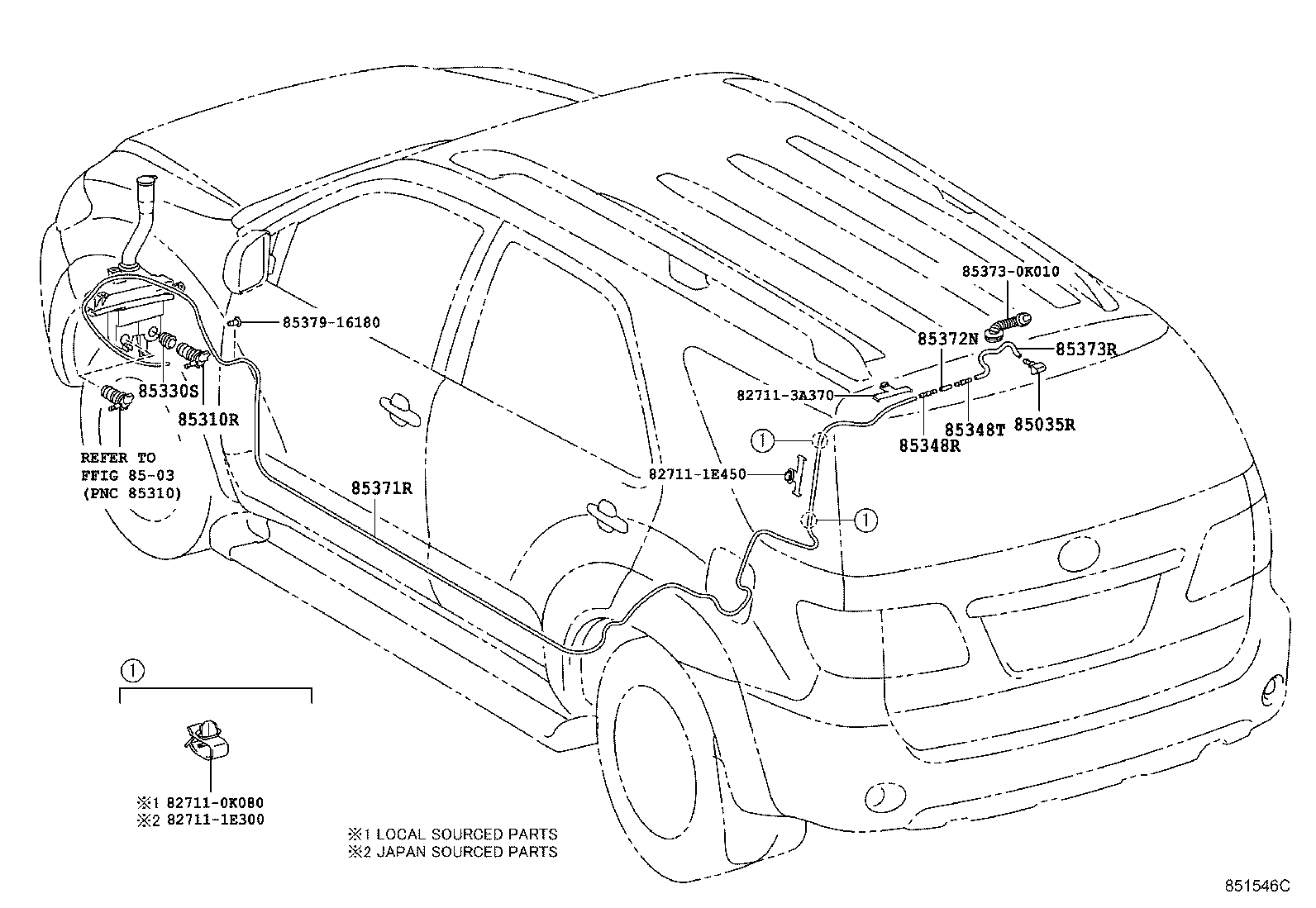 90068-59082 HOSE, REAR WASHER (FROM JOINT TO NOZZLE) product image