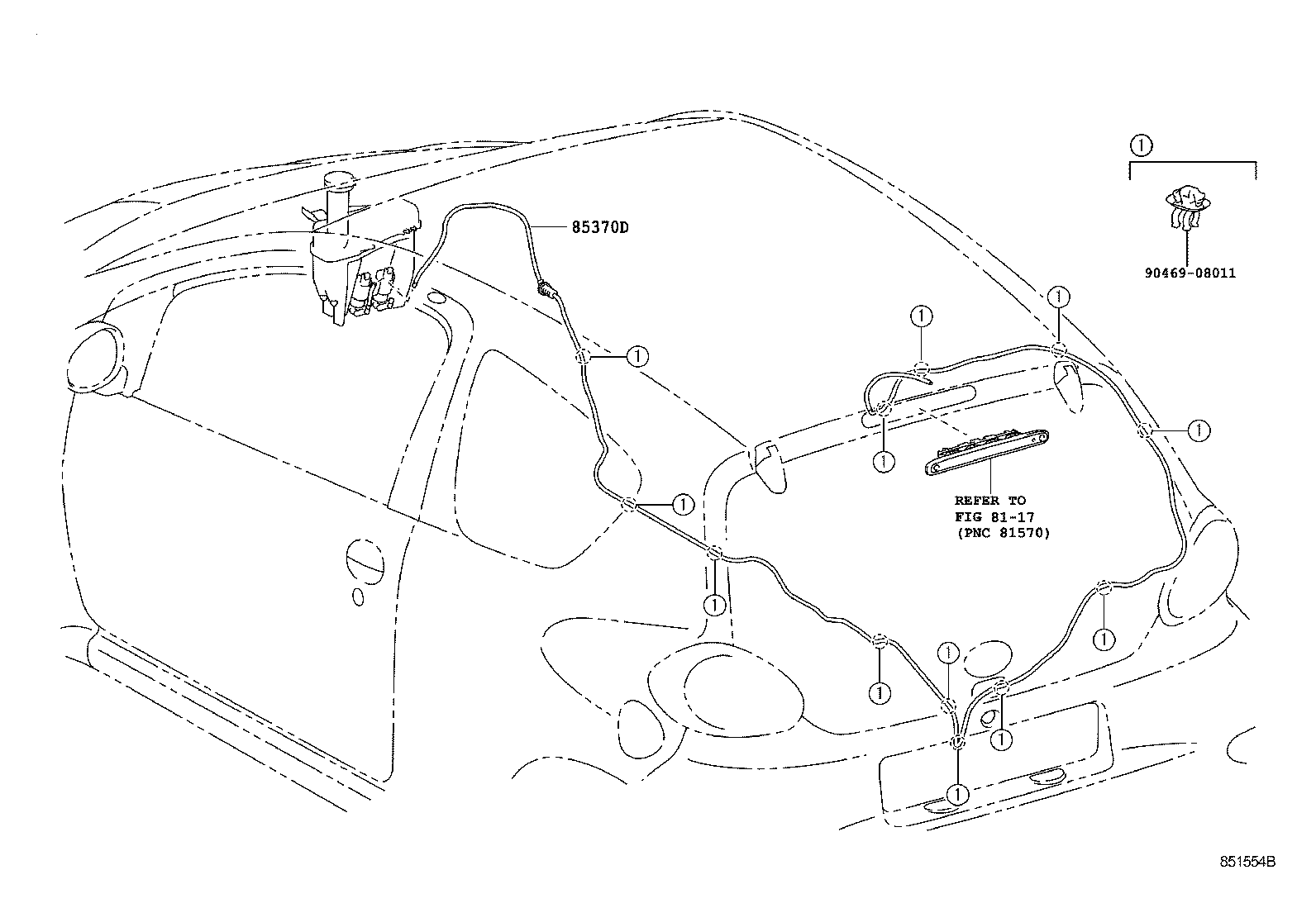 85370-0H050 HOSE ASSY, REAR WASHER, NO.1 product image