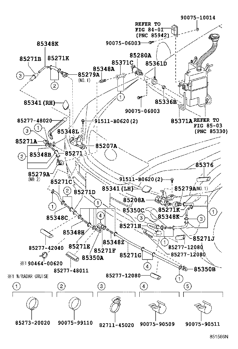 Toyota 85276-60160 HOSE, HEADLAMP CLEANER, NO.3