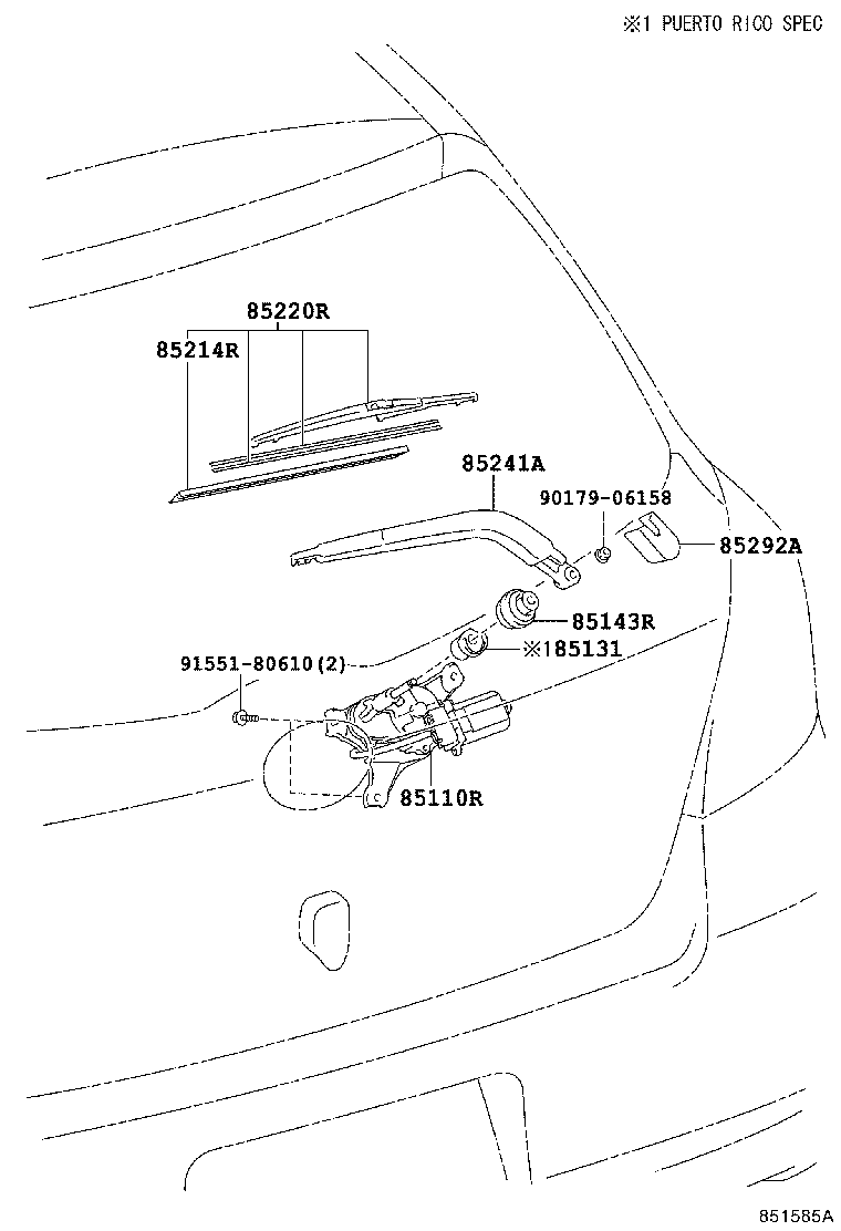 Toyota 85242-52040 BLADE ASSY, REAR WIPER