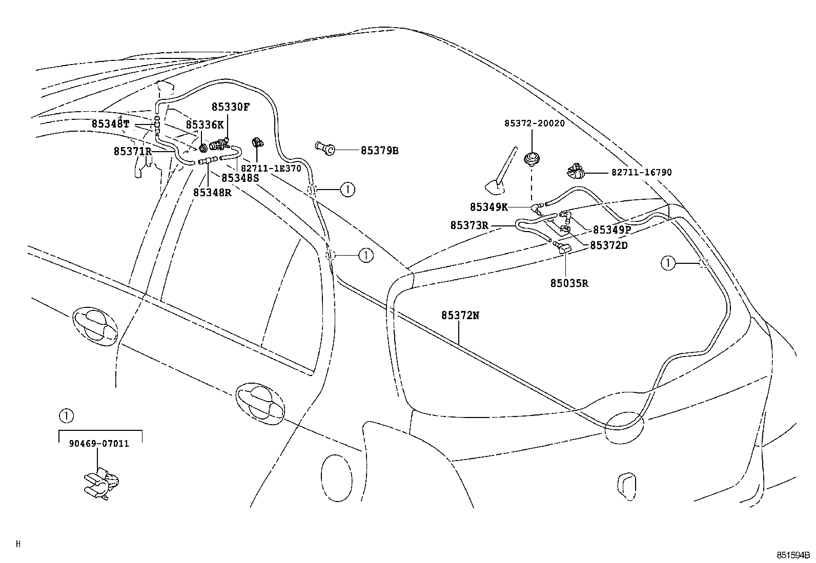 Toyota 85336-12230 JOINT, REAR WASHER ELBOW, NO.1