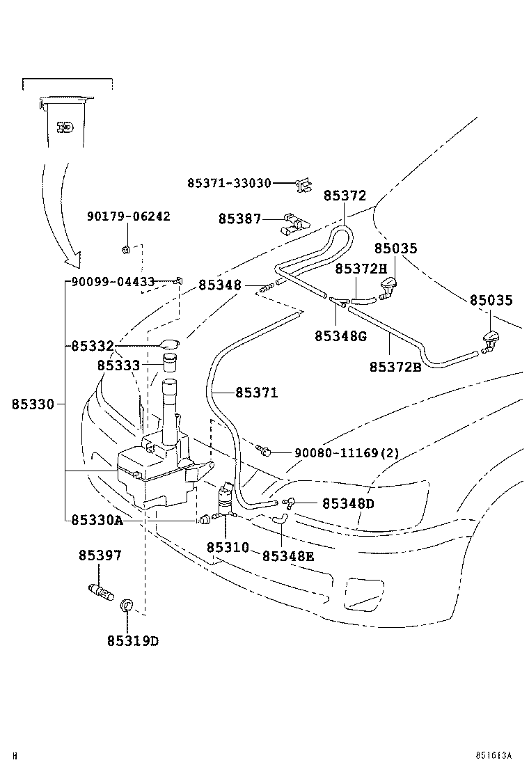 Toyota 85374-AA010 HOSE, WINDSHIELD WASHER (FROM JOINT TO JOINT), NO.1