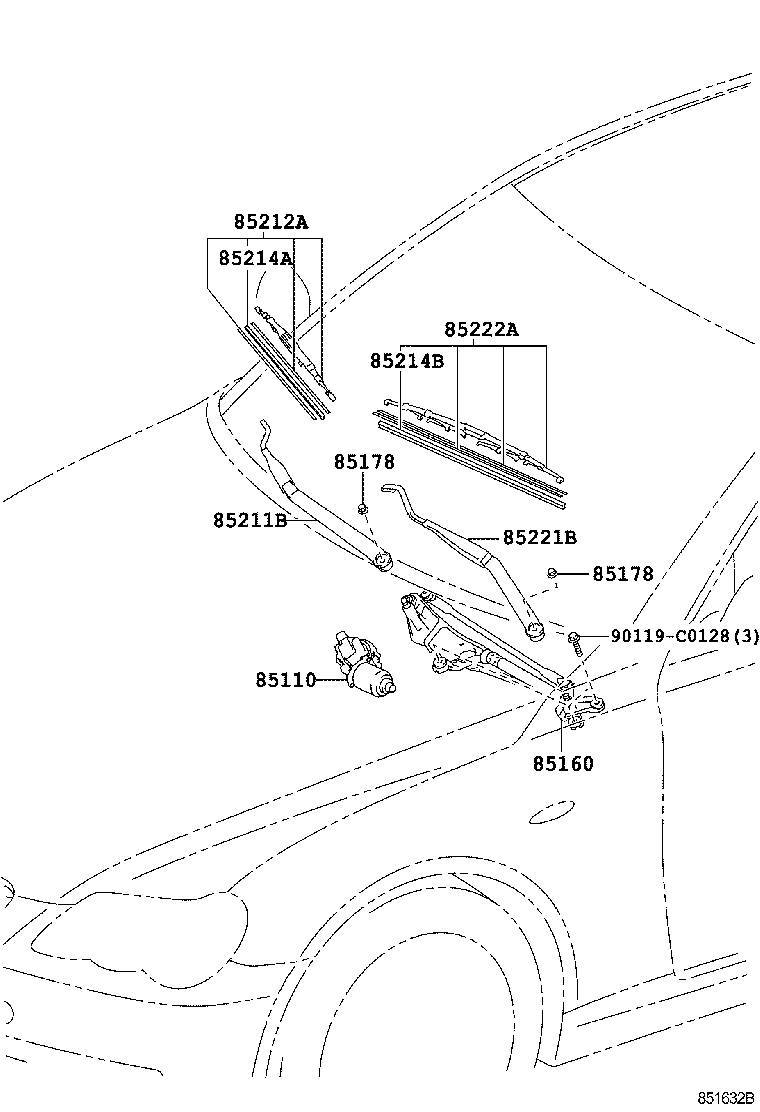 85110-0P010 MOTOR ASSY, WINDSHIELD WIPER product image