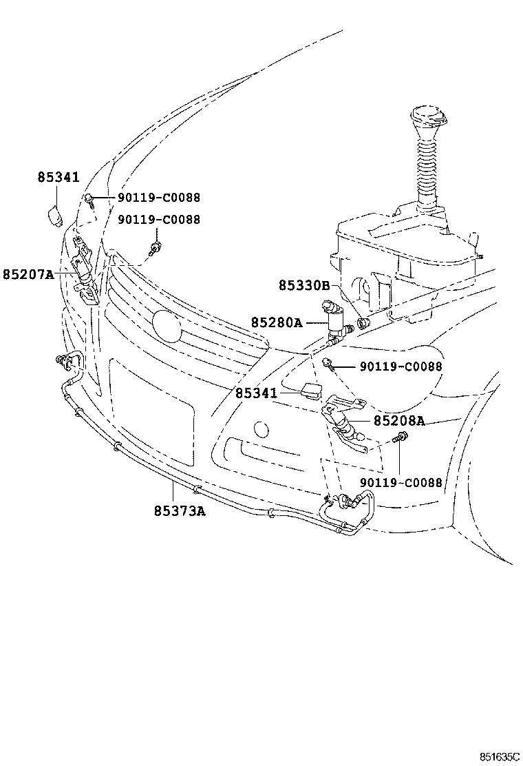 85271-0P010 HOSE, HEADLAMP CLEANER WASHER (FROM JOINT TO NOZZLE) product image
