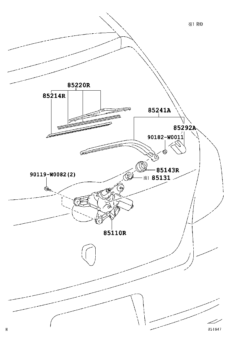 85143-0D020 GROMMET, REAR WIPER MOTOR product image